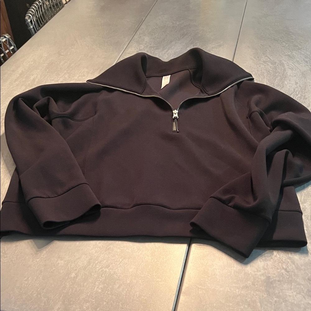 Black Quarter-Zip Pullover Sweater